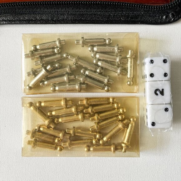 Travel Backgammon Set Portable Board Game Mini Portfolio Zippered Case 6" - Picture 3 of 4